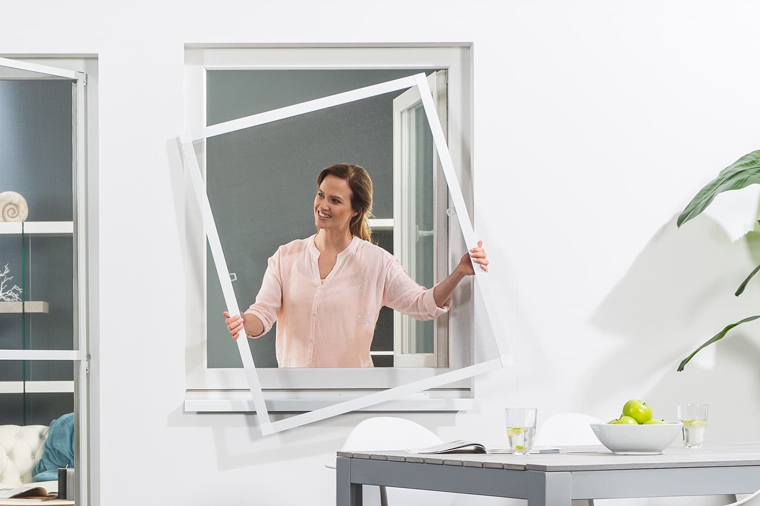 Fliegengitter Fenster "FLEX", flächenversetzte Fenster - Alurahmen - Zuschnitt