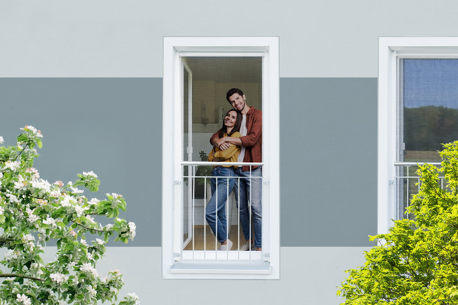 Fliegengitter Fenster XL mit Klettband, 130 x 220 cm - schwarz